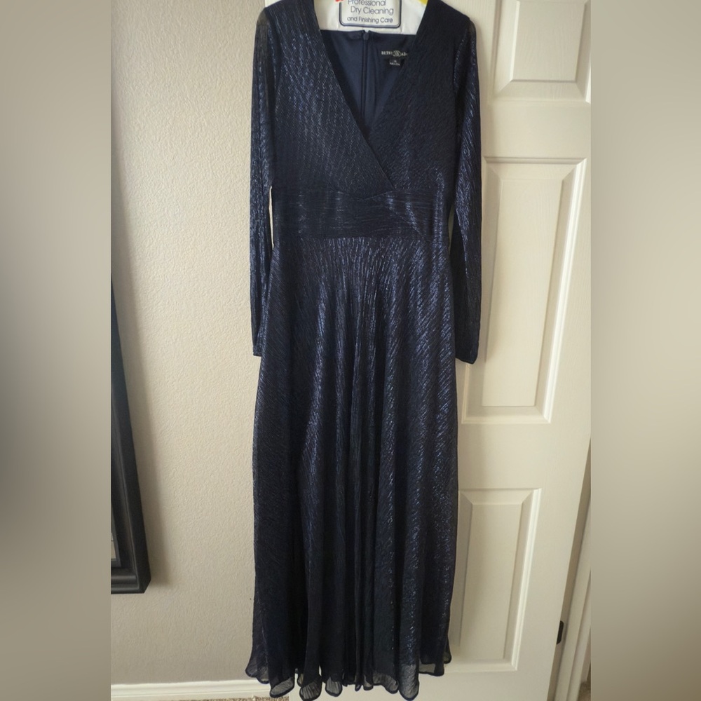Betsy & Adam Midnight Blue Long Sleeve Dress